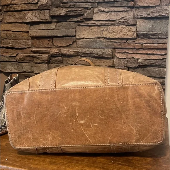 Frye Melissa Shopper Tote Distressed leather Bag -Beige- $358 - Picture 8 of 16
